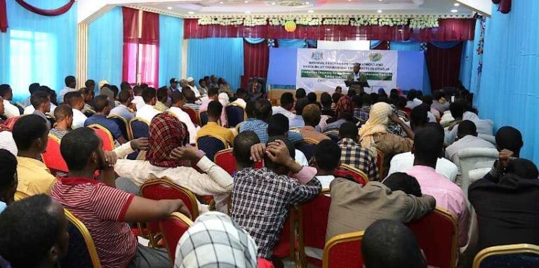 More than 100 former Al-shabab combatants graduate from Baidoa rehabilitation center.