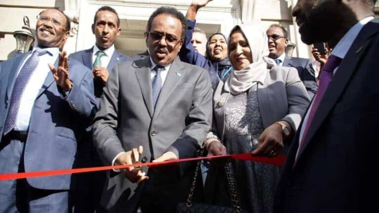 Dhismaha Safaaradda Cusub ee Somaliya oo laga furay Magaalada Washington [Madaxweyne Farmaajo oo xariga ka jaray]