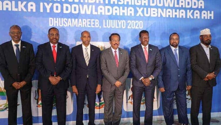 Madaxweyne Farmaajo, Ra’iisal wasaaraha, Musharixiinta, Madaxda DG iyo siyaasiyiin Tacsi u diray Jen. Galaal