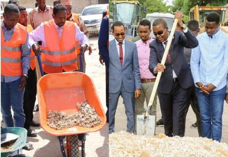 Cumar Filish oo Dhagax dhigay Jid 2 sano ka hor uu dhismihiisa Dhagax dhigay Guddoomiye Yariisow (Sawirro)