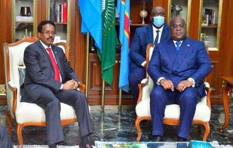 Maxamed Farmaajo oo kulan gaara la yeeshay Madaxweynaha Congo Félix-Antoine Tshisekedi (Sawirro)