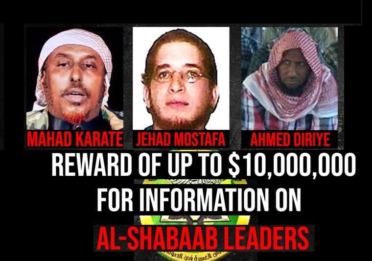 Mareykanka oo 10 Milyan Dollar gaarsiiyey Abaalmarinta Dulsaaran Amiirka iyo Madaxda Alshabaab